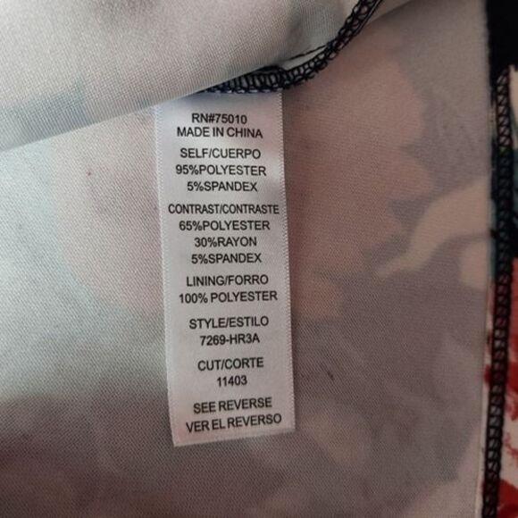 2/$15 City Studio Navy Dress with Floral Skirt, 3/4 sleeve, Size 5, - Picture 3 of 5